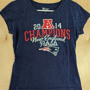 New England Patriots Womens 2014 AFC Champions Football Shirt Large Blue 4.827